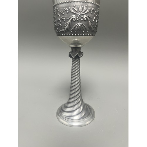 39 - German Goblet/Chalice with Twisted Stem and High-Relief Foliate Decoration. The bowl features a broa... 