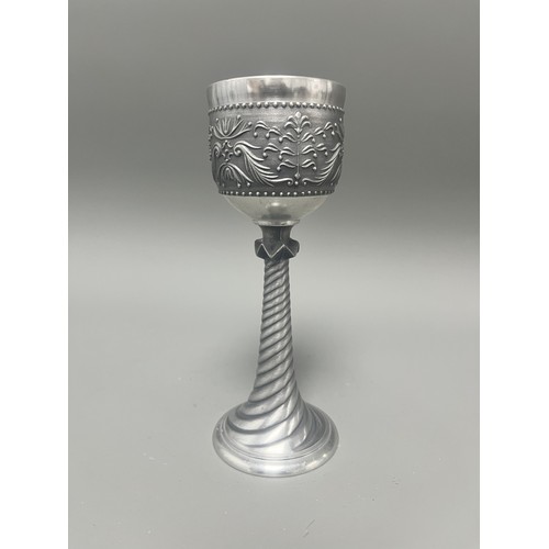 39 - German Goblet/Chalice with Twisted Stem and High-Relief Foliate Decoration. The bowl features a broa... 