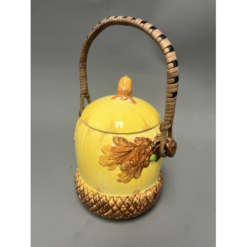 38 - A Burleigh Ware Earthenware Acorn Biscuit Barrel. A single glazed earthenware biscuit barrel  manufa... 