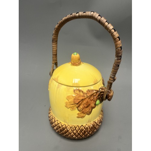 38 - A Burleigh Ware Earthenware Acorn Biscuit Barrel. A single glazed earthenware biscuit barrel  manufa... 