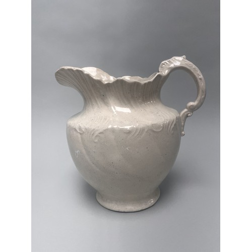 1 - A large white Staffordshire ironstone earthenware jug or water pitcher, dating to the mid-to-late 19... 