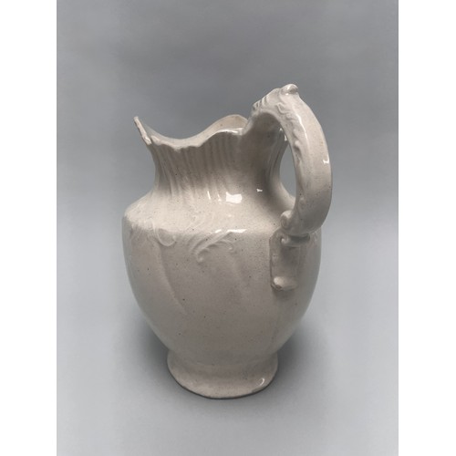 1 - A large white Staffordshire ironstone earthenware jug or water pitcher, dating to the mid-to-late 19... 