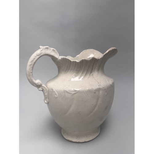 1 - A large white Staffordshire ironstone earthenware jug or water pitcher, dating to the mid-to-late 19... 