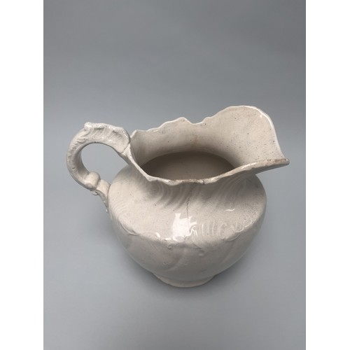 1 - A large white Staffordshire ironstone earthenware jug or water pitcher, dating to the mid-to-late 19... 