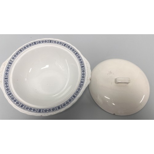 185 - A trio of domestic ceramic kitchen and tableware. The lot includes a deep circular ramekin or souffl... 