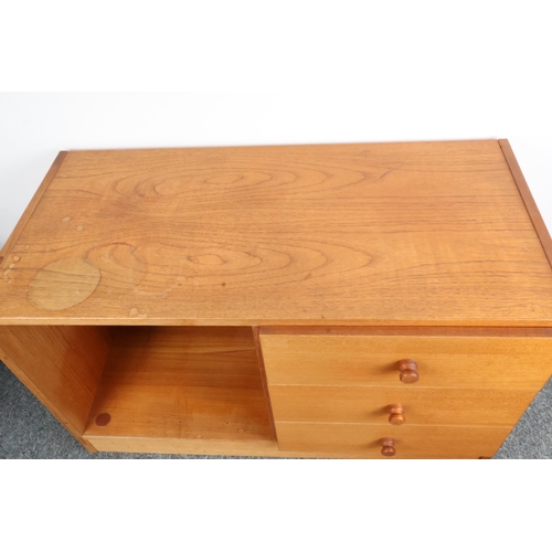 12 - Mid-Century Modern Teak Veneer Small Cabinet or Side Table - Domino Mobler