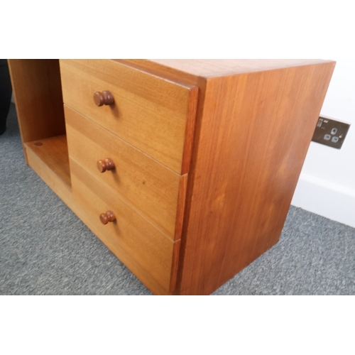 12 - Mid-Century Modern Teak Veneer Small Cabinet or Side Table - Domino Mobler