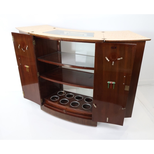 22 - Mid-Century Cocktail Cabinet by Turnridge of London - with key and accessories