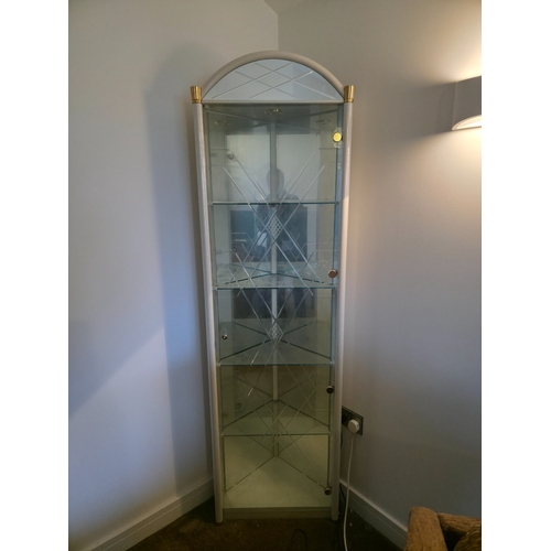 23 - Mid century illuminated display cabinet and corner unit in the manner of beautility
