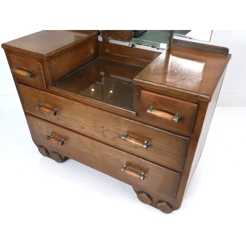 24 - Art Deco Waterfall Style Dressing Table with Tri-Fold Mirror