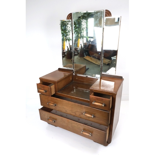 24 - Art Deco Waterfall Style Dressing Table with Tri-Fold Mirror