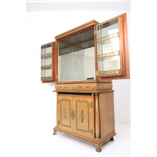 27 - French Empire Revival Ormolu Mounted Burr Walnut Cocktail Cabinet