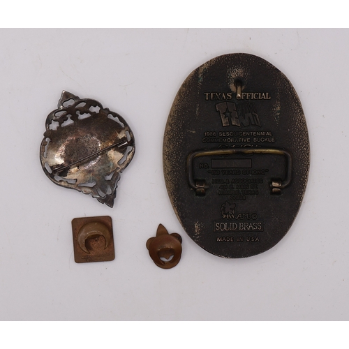 4 - Silver buckle & 3 other Vintage Collectibles including 1986 Texas Sesquicentennial Commemorative Bel... 