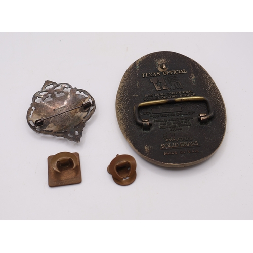 4 - Silver buckle & 3 other Vintage Collectibles including 1986 Texas Sesquicentennial Commemorative Bel... 