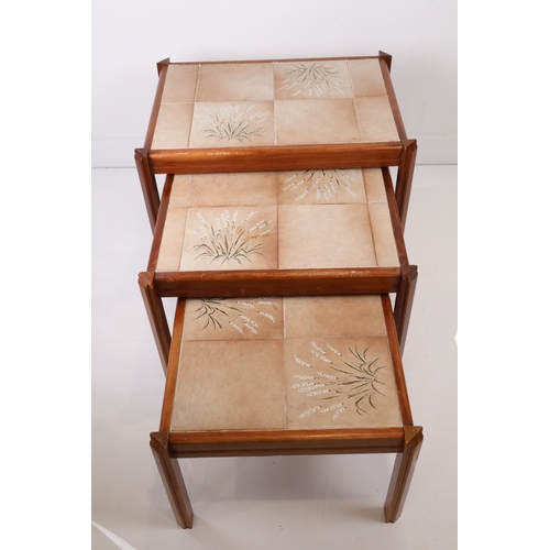44 - Set of Three Mid-Century Modern Tile-Topped Nesting Tables