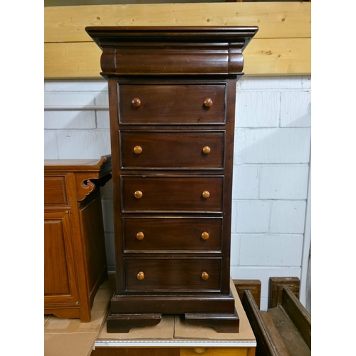 45 - Mahogany Sleigh Style six Drawer Tallboy Chest