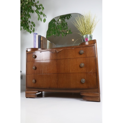 46 - Vintage Art Deco Style Veneered Dressing Chest with Mirror