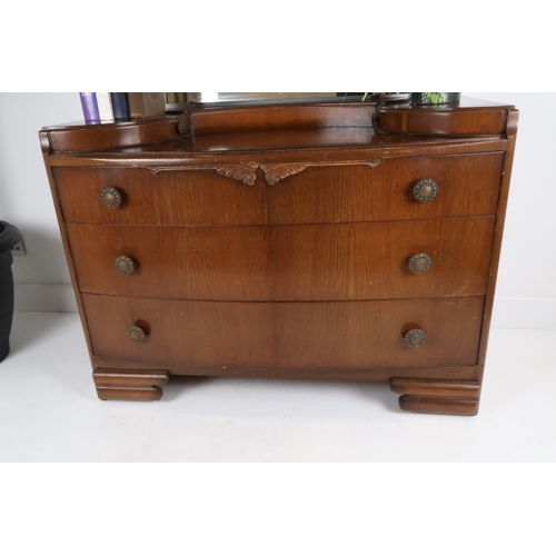 46 - Vintage Art Deco Style Veneered Dressing Chest with Mirror