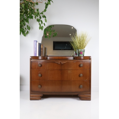 46 - Vintage Art Deco Style Veneered Dressing Chest with Mirror