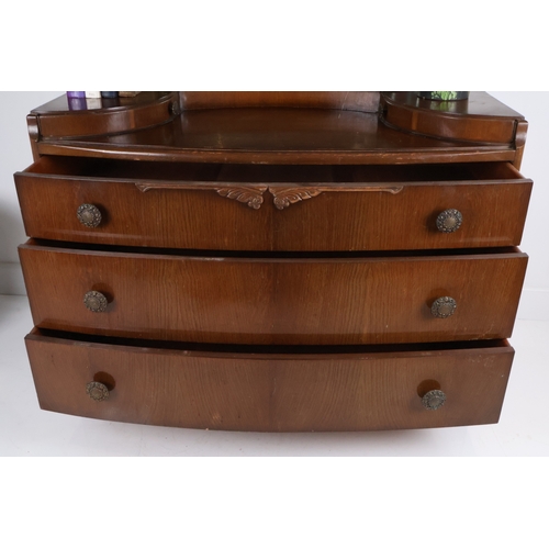 46 - Vintage Art Deco Style Veneered Dressing Chest with Mirror