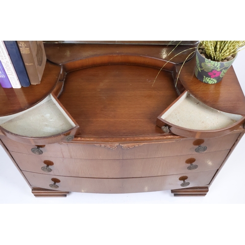 46 - Vintage Art Deco Style Veneered Dressing Chest with Mirror