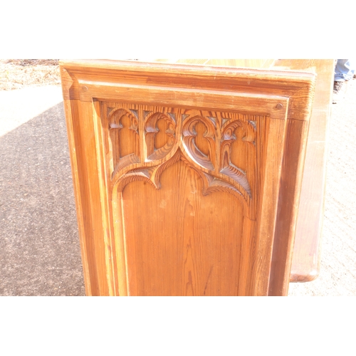 51 - Large Antique 19th Century Ecclesiastic Scottish Gothic Revival Pew