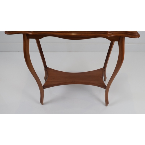 53 - Late 19th Century Victorian Style Two-Tier Satinwood Parlor Table