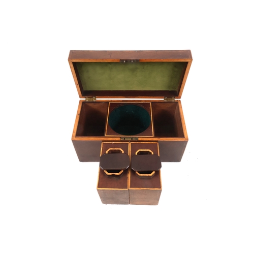 58 - Early 19th Century English Mahogany Tea Caddy with Two Inner Containers