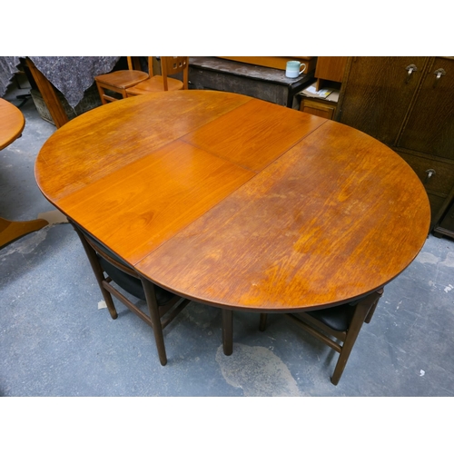 7 - Hans Olsen Style Danish Modern Roundette Teak Dining Suite, Four Pieces