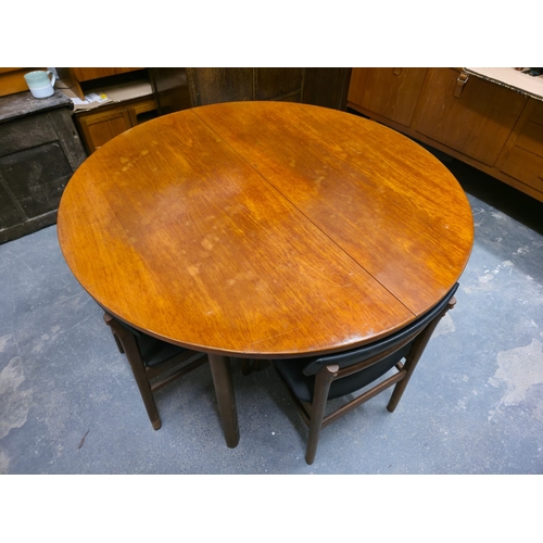 7 - Hans Olsen Style Danish Modern Roundette Teak Dining Suite, Four Pieces