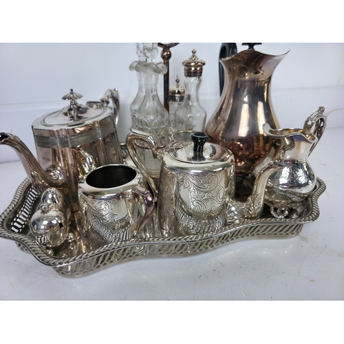 1 - Collection of Silver Plated Tea and Coffee Wares Including Tray