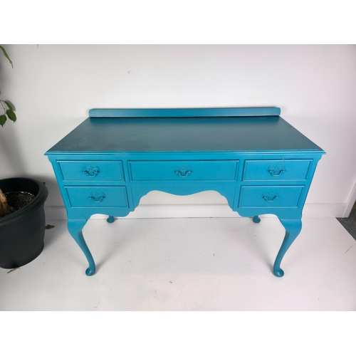 14 - Turquoise Painted Vintage Style Dressing Table / Sideboard - Nice Cabriole Legs
