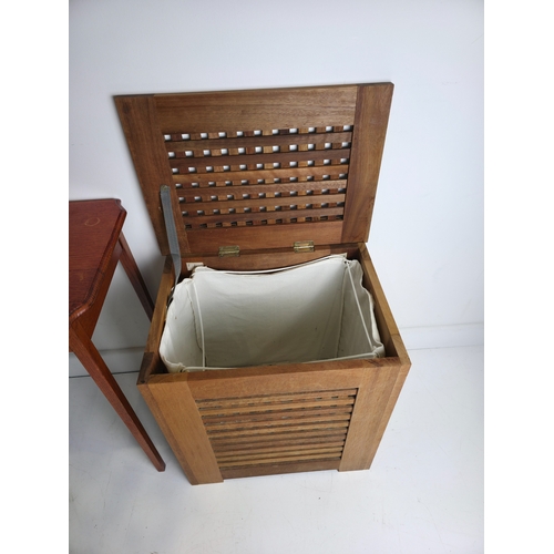 17 - Small Side Table & Wooden Laundry / Storage Basket