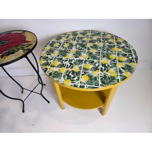 20 - Pair of Decorative Side / Occasional Tables with Floral & Lemon Designs