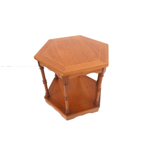 27 - Legate Traditional Style Hexagonal Two-Tier Occasional Table