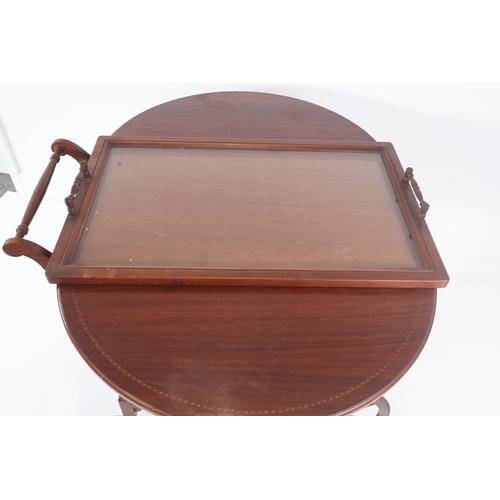 34 - Antique Style Mahogany Drop-Leaf Serving Trolley or Tea Cart