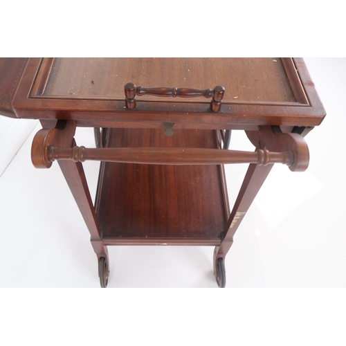 34 - Antique Style Mahogany Drop-Leaf Serving Trolley or Tea Cart