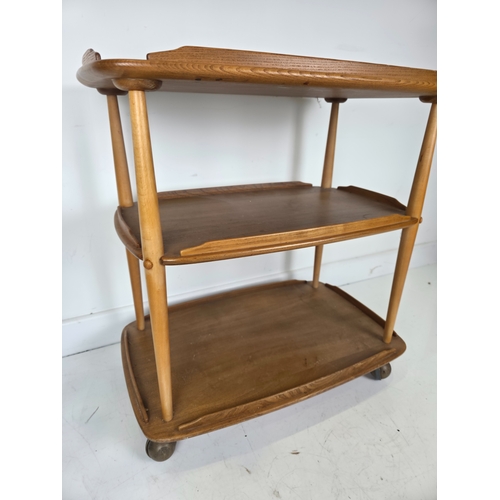 39 - Ercol Windsor Three Tier Drinks Serving Trolley on Castors Model 458