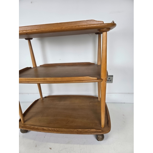 39 - Ercol Windsor Three Tier Drinks Serving Trolley on Castors Model 458