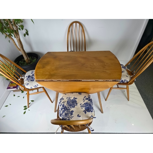 41 - Ercol Windsor Oval Drop Leaf Dining Table Model 384 With 4 Matching Ercol Windsor Dining Chairs Mode... 