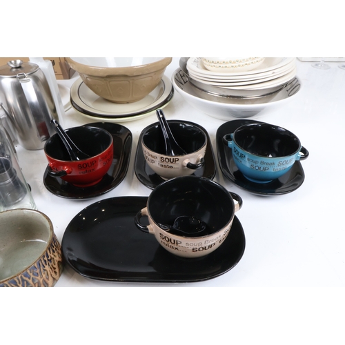 57 - Assorted Kitchen & Tableware Collection, including Soup Sets, Serving Bowls & Domestic Wares