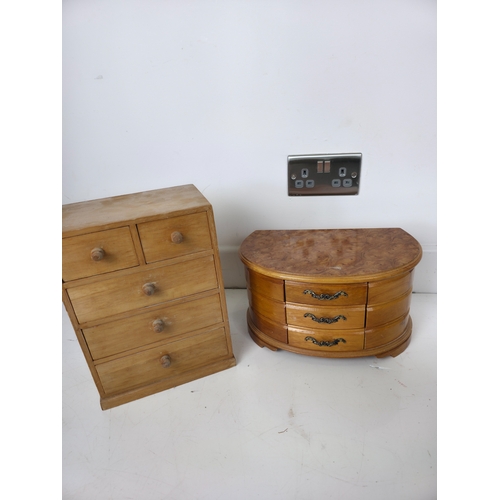 9 - Two Wooden Jewellery Boxes Including Oval Fitted Example
