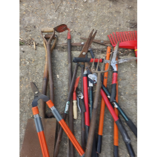 10 - Large Quantity Mixed Garden Tools & Wheelbarrow