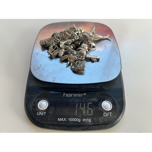 103 - Heavy Silver Charm Bracelet with some Fabulous Articulated and Hinged Charms
