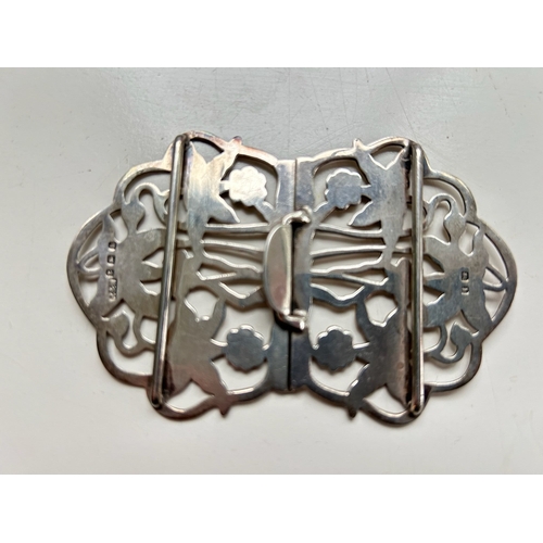 104 - Edwardian Floral Design Nurses Belt Buckle - Birmingham Assay Mark Dating 1907, by Makers Reynolds &... 