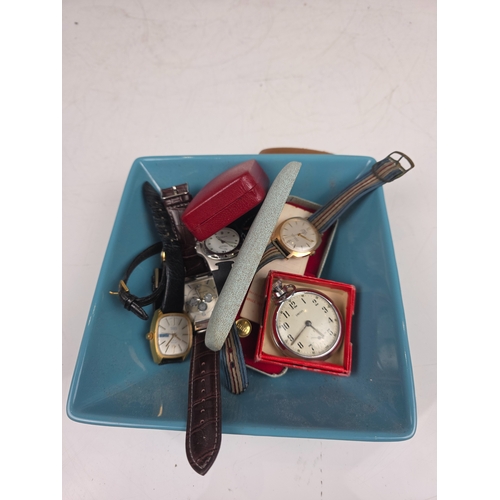 121 - A Collection of Five Vintage Timepieces and Accessories including Tissot, Titus, Jaguar, Smiths, and... 