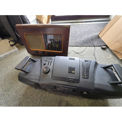 124 - Vintage Pye Valve Radio & Binatone Portable Stereo System