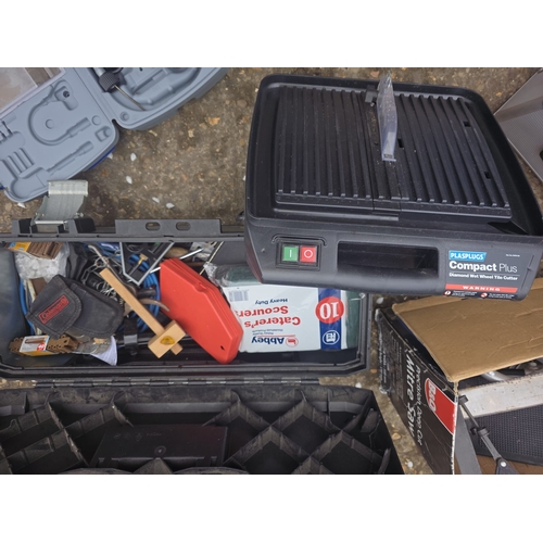 13 - Tile Cutter Dremel, Mitre Saw, Stanley Toolbox and more