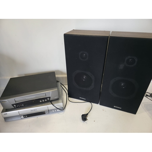 130 - Sanyo & JVC VHS Players with Hitachi Speakers