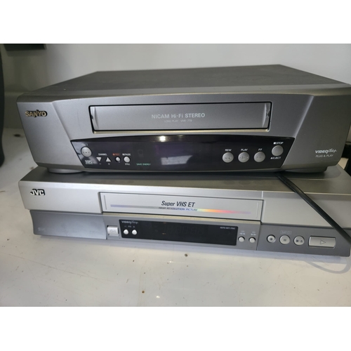 130 - Sanyo & JVC VHS Players with Hitachi Speakers